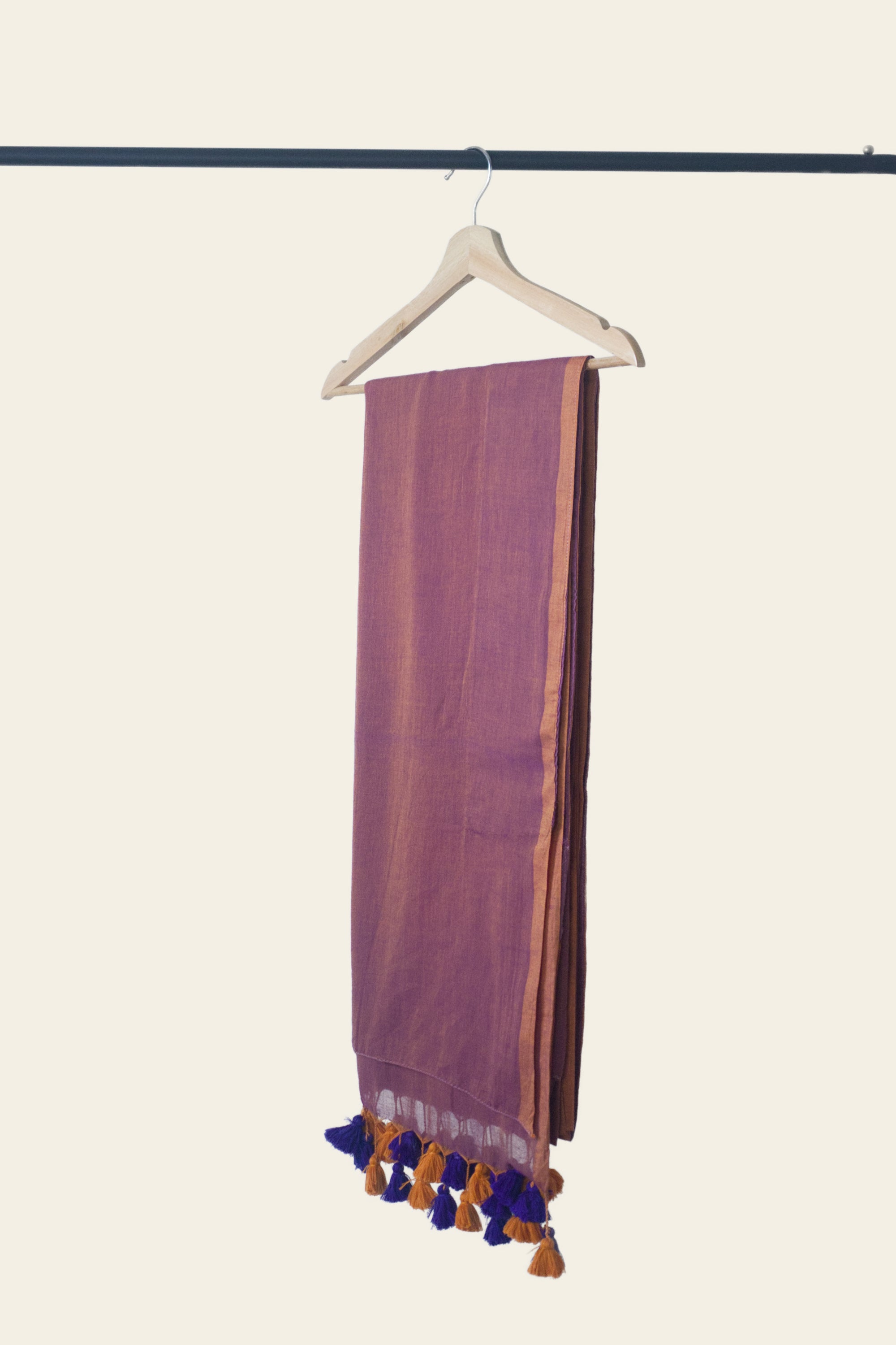 Blue and Orange Dual Shade Bengal Mulmul Cotton Saree