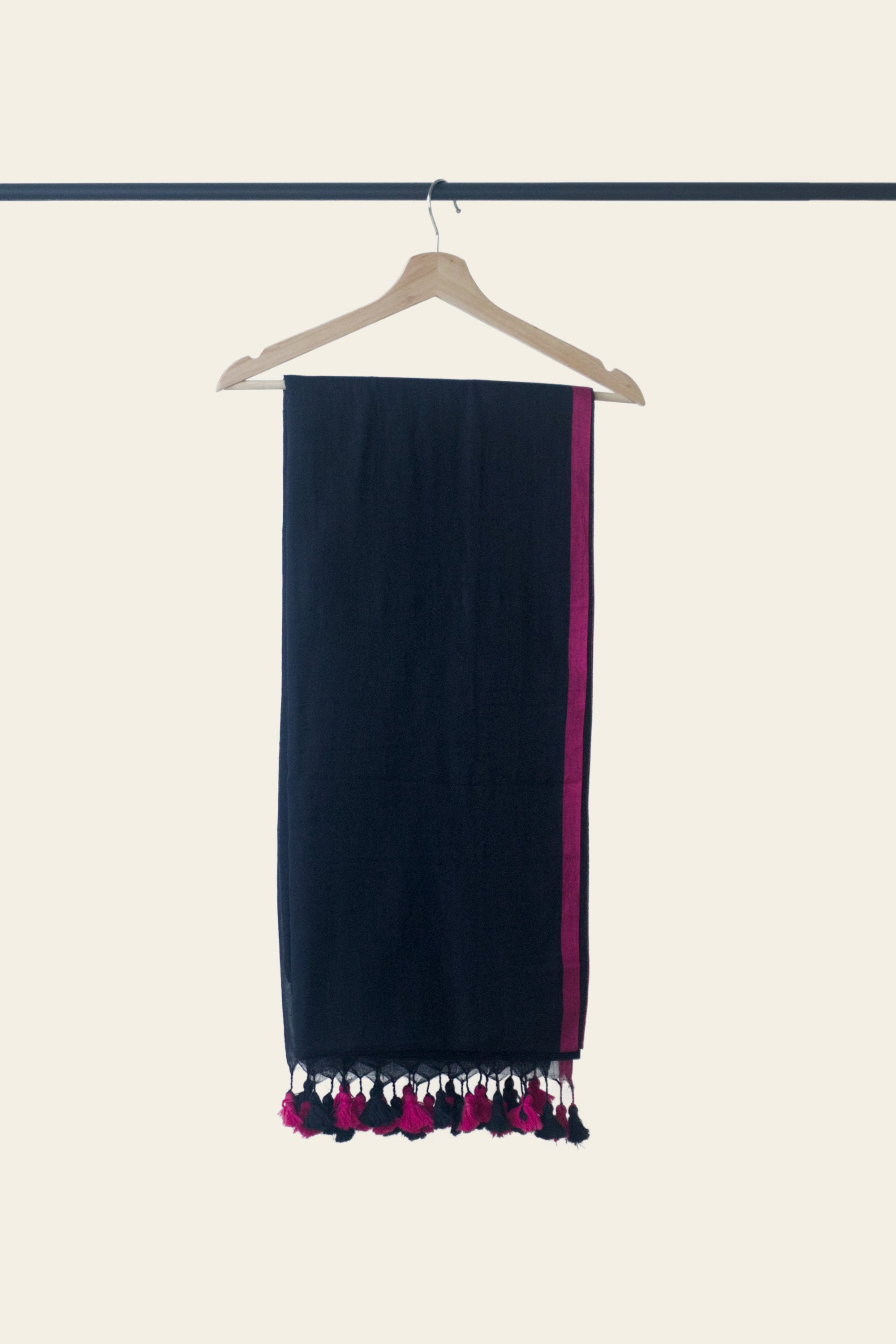 Black Bengal Mulmul Cotton Saree