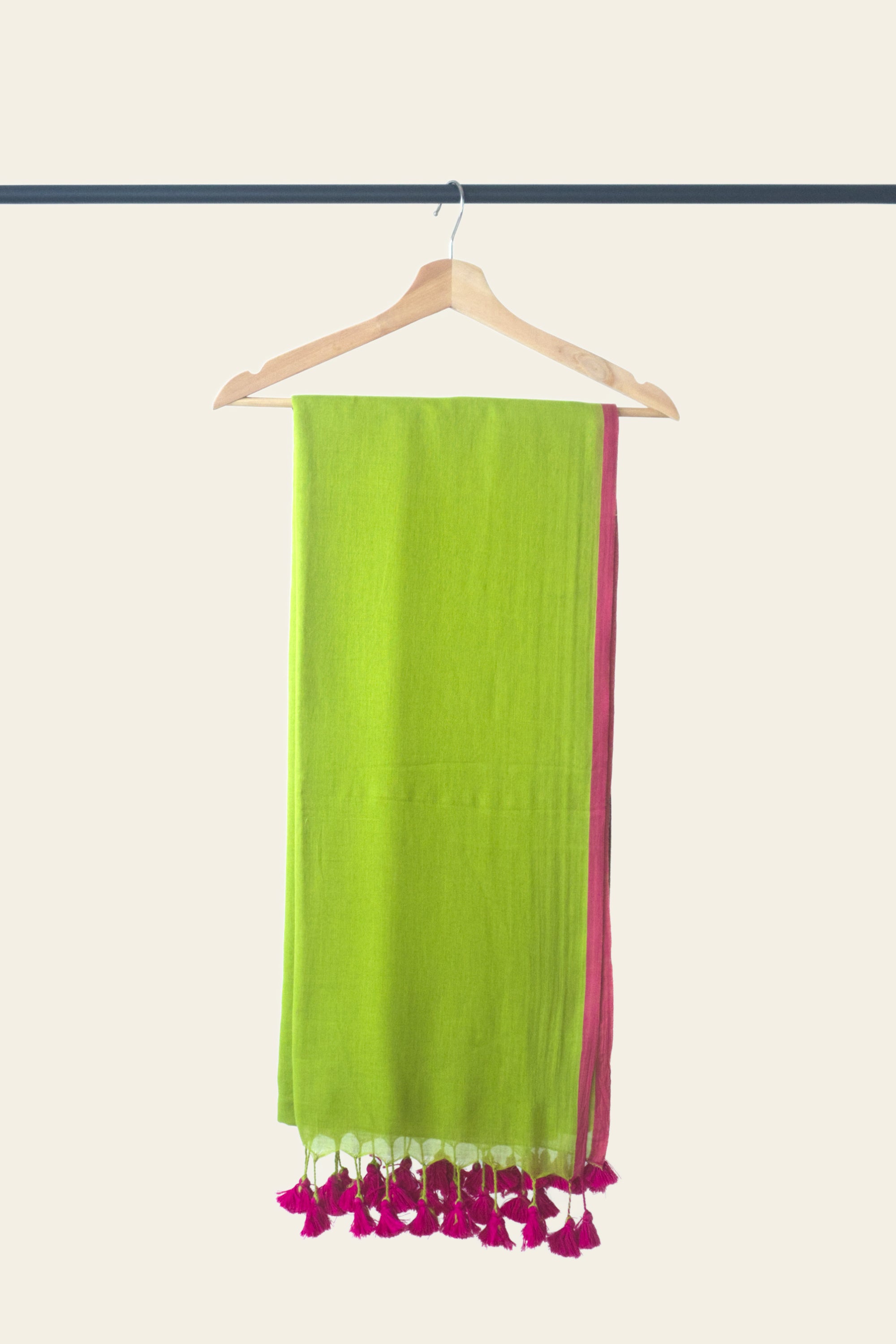 Neon Green Bengal Mulmul Cotton Saree